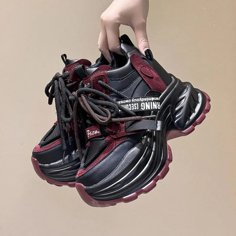 Women's 9CM Chunky Platform Sneakers – Breathable Lace-Up Dad Shoes Platform Sneakers Axl