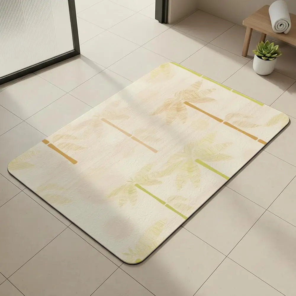 Tropical Palm Diatomite Bath Mat – Quick Dry & Anti-Slip Diatomite Bath Mat Axl White10 30x45cm