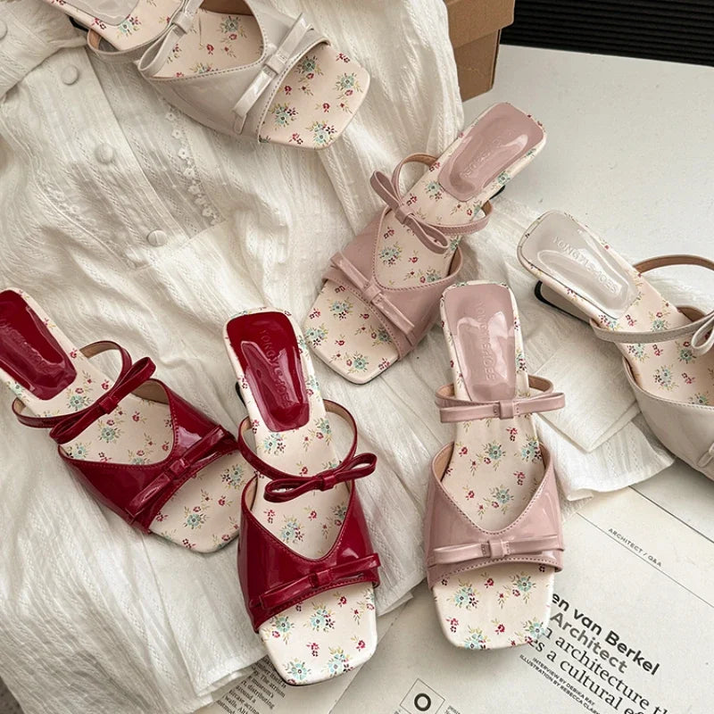 Women's Bow Wedge Sandals – Open Toe Slip-On Mid Heel Wedge Sandals Axl