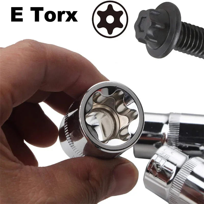 14-Pc Female E-Torx Socket Set E4–E24 | 1/4, 3/8 & 1/2 Drive Socket Set Axl