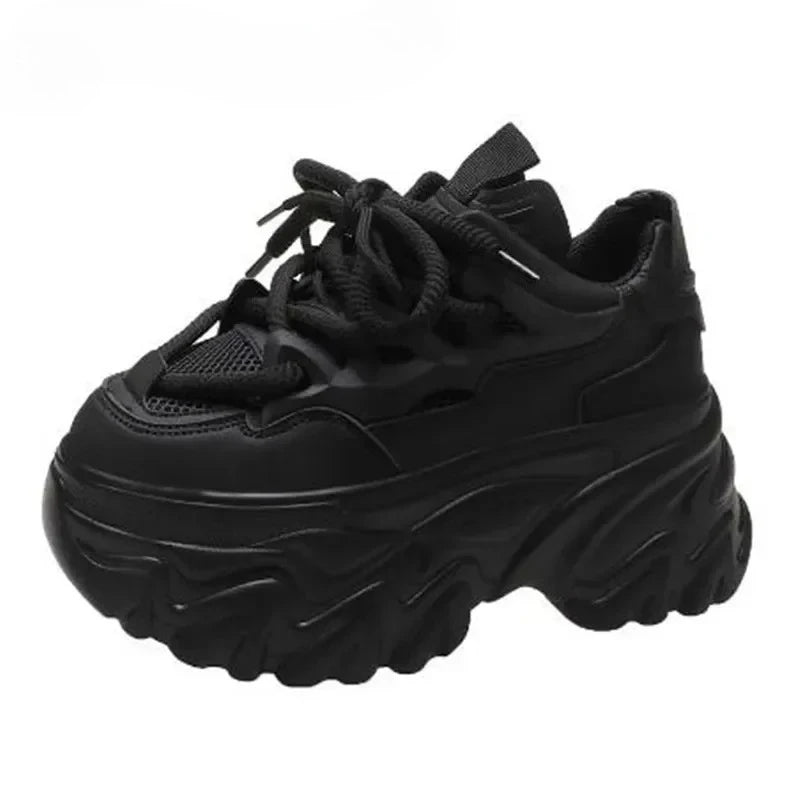 Women's Chunky Platform Sneakers – Thick Sole Lace-Up Trainers Platform Sneakers Axl