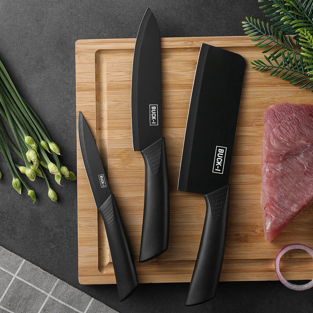 SHENJIU Kitchen Knife Set with Block – Cleaver, Chef & Fruit Knife Kitchen Knife Set Axl