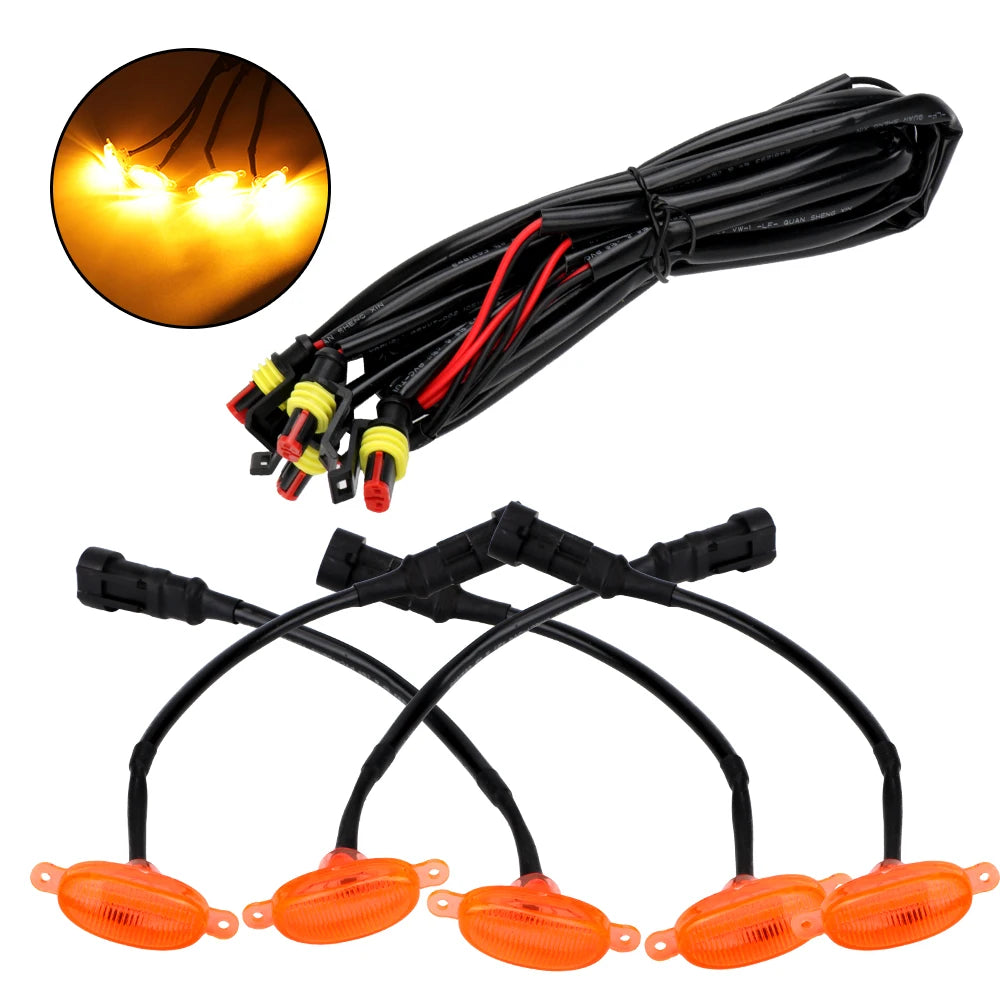 LED Amber Eagle Eye Grille Light Kit – 12V Universal 6 SMD Automotive Grille Light Axl Yellow 5 in 1