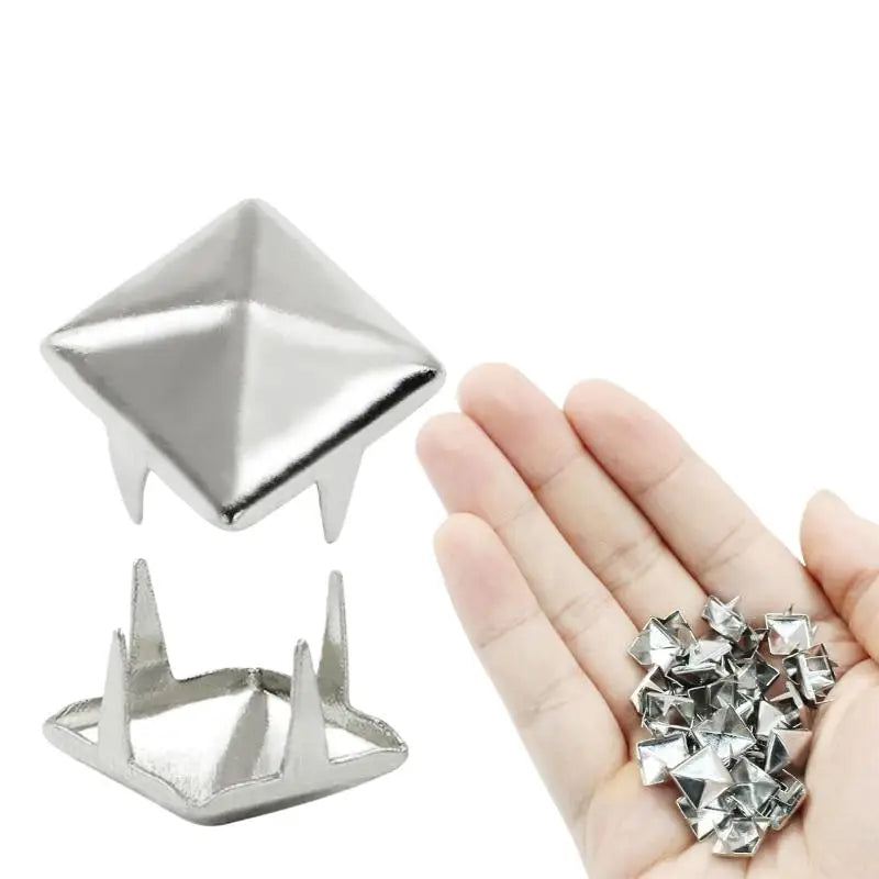 100Pcs Pyramid Metal Studs 4-Prong Punk Spikes DIY Rivets Metal Studs Rivets Axl