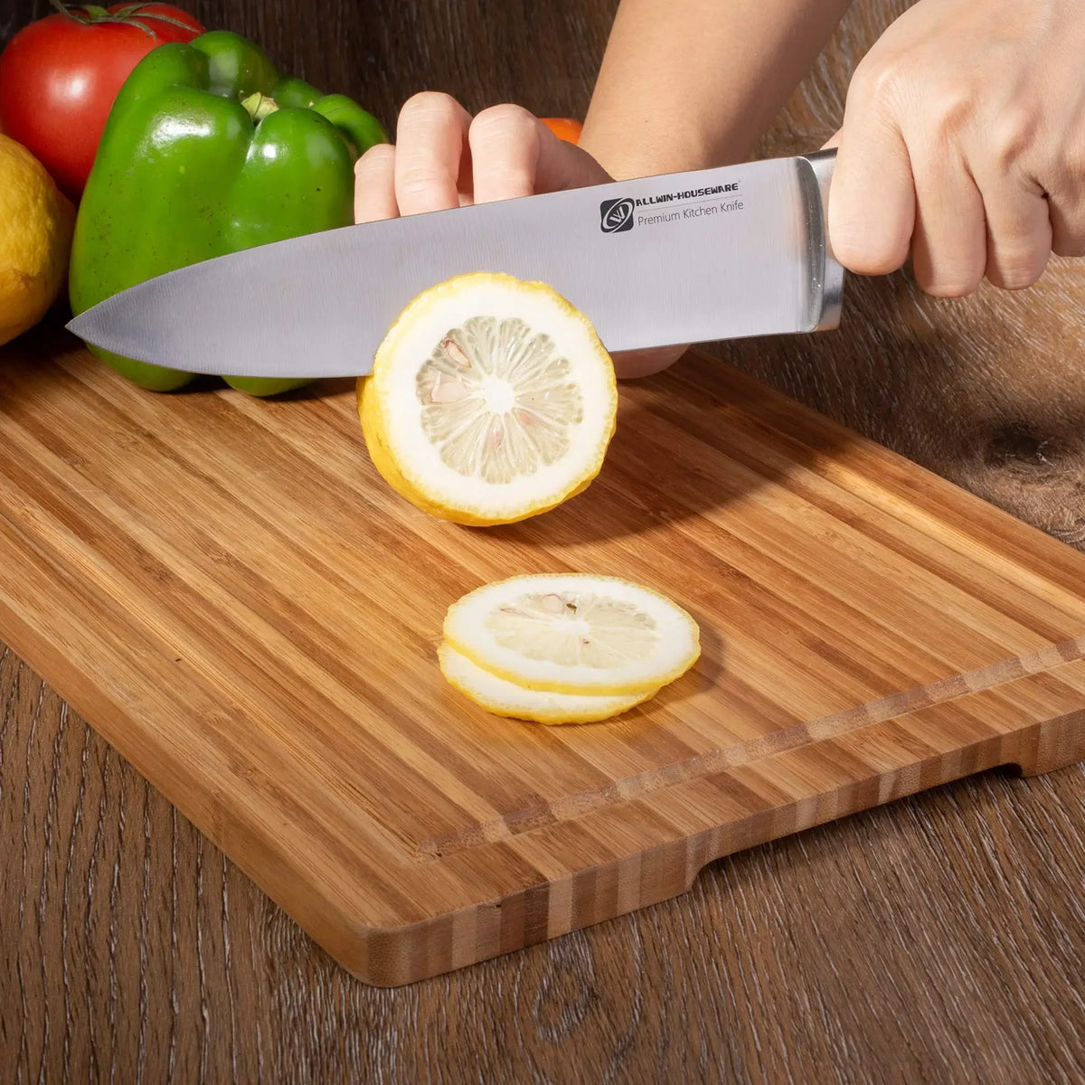 8-Piece Stainless Steel Kitchen Knife Set with Wood Block | YRIDEFE Kitchen Knife Set Axl