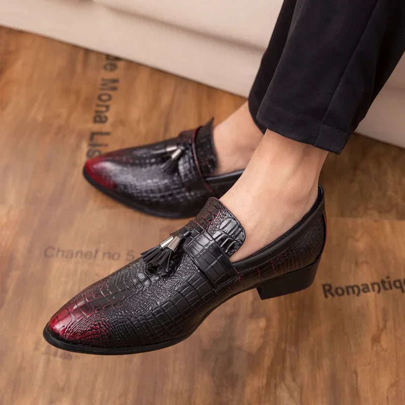 Men's Slip-On Leather Loafers – Breathable Casual Driving Shoes Men's Leather Loafers Axl burgundy 46
