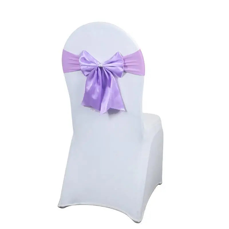 Satin Chair Bow Sash with Rhinestone – Wedding & Party Décor Chair Bow Sash Axl H