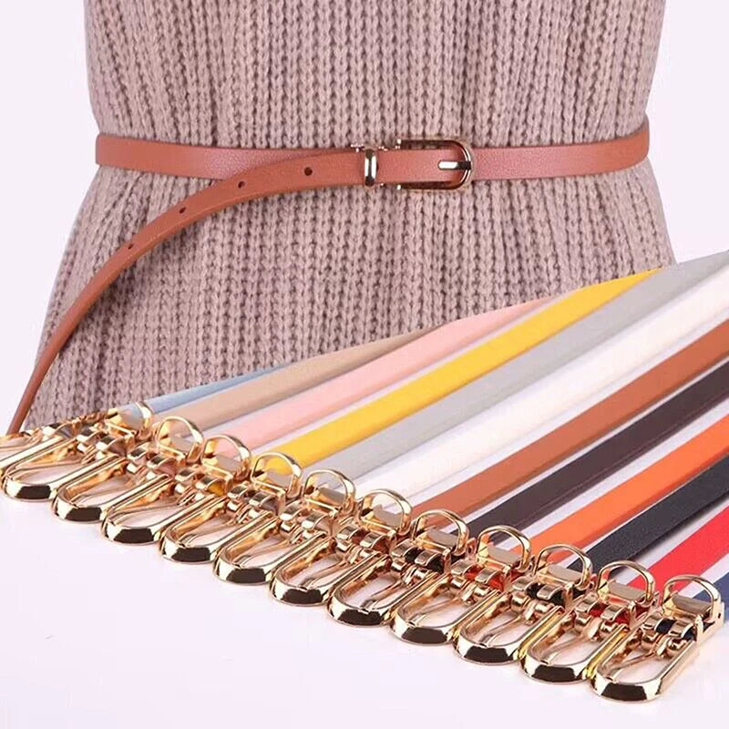 Women's Thin PU Belt – Adjustable Pin Buckle Waist Strap Women's Waist Belt Axl