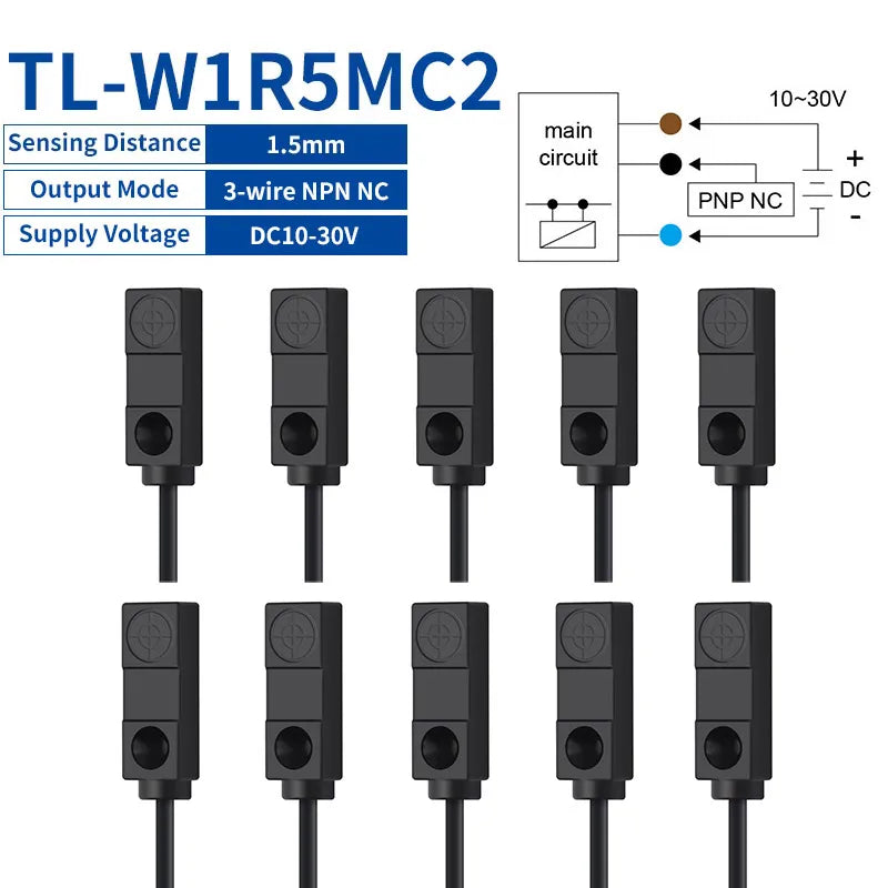 10Pcs Inductive Proximity Sensor 3-Wire NPN PNP NO NC | TL-W Series Proximity Sensor Axl TL-W1R5MC2 10pcs