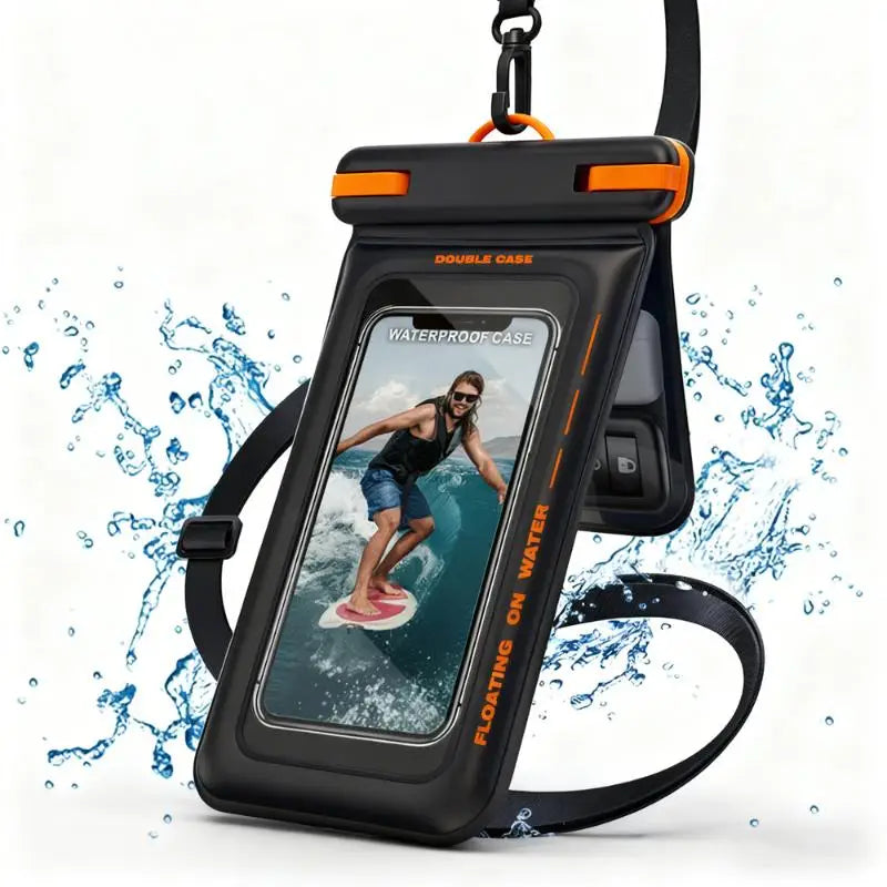 Floating Waterproof Phone Pouch IPX8 with Lanyard | Up to 7" Waterproof Phone Pouch Axl A