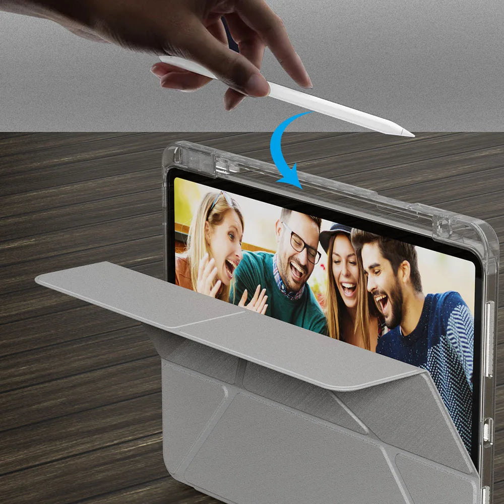 Transparent Acrylic iPad Case – Y-Fold Kickstand & Pencil Slot Tablet Protective Case Axl