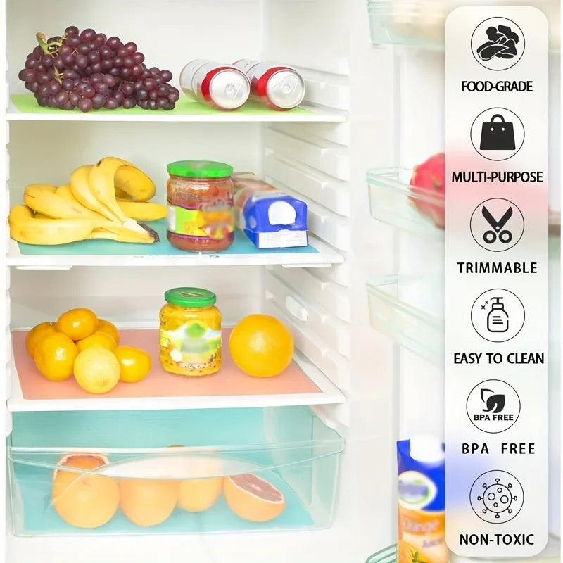 4-Pack EVA Fridge Liner Mats – Waterproof & Washable Shelf Pads Fridge Shelf Liner Axl
