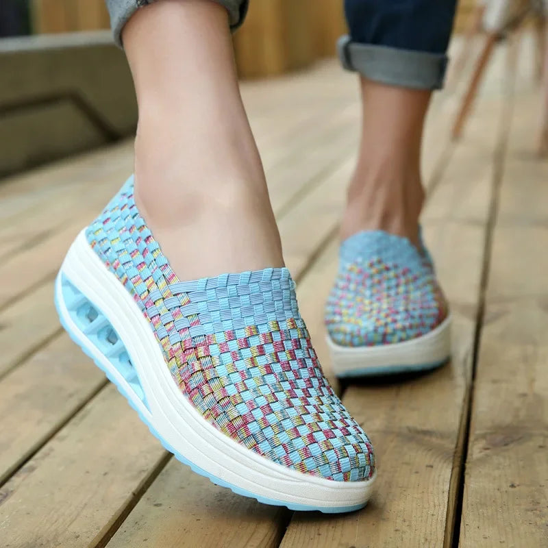 Women's Wedge Platform Sneakers – Breathable Slip-On Shoes Platform Wedge Sneakers Axl Moonlight 38