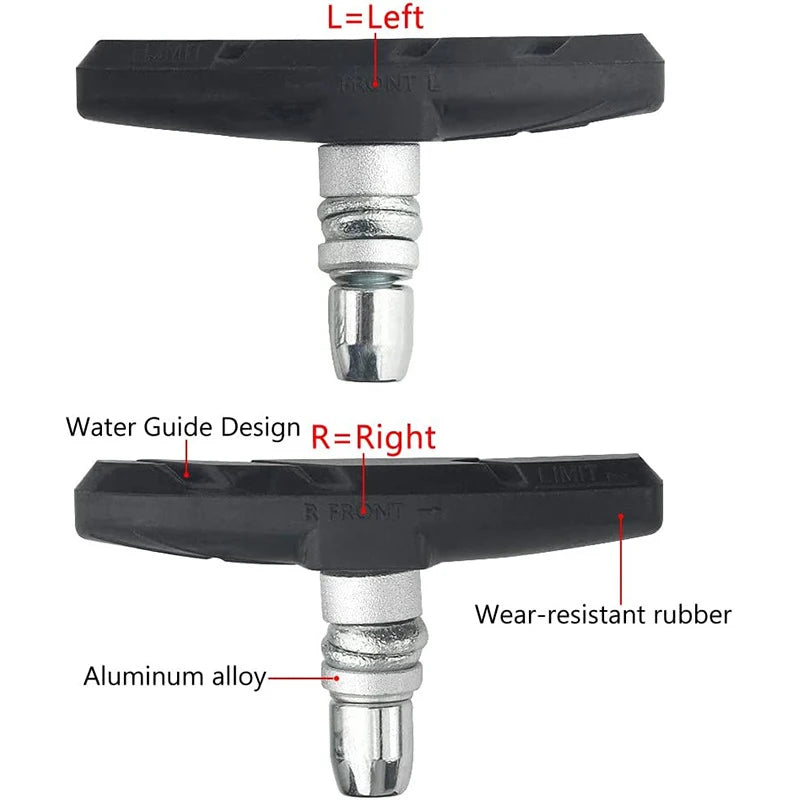 Bicycle V-Brake Rubber Pads 1 Pair – Silent & Long-Lasting Bicycle Brake Pads Axl