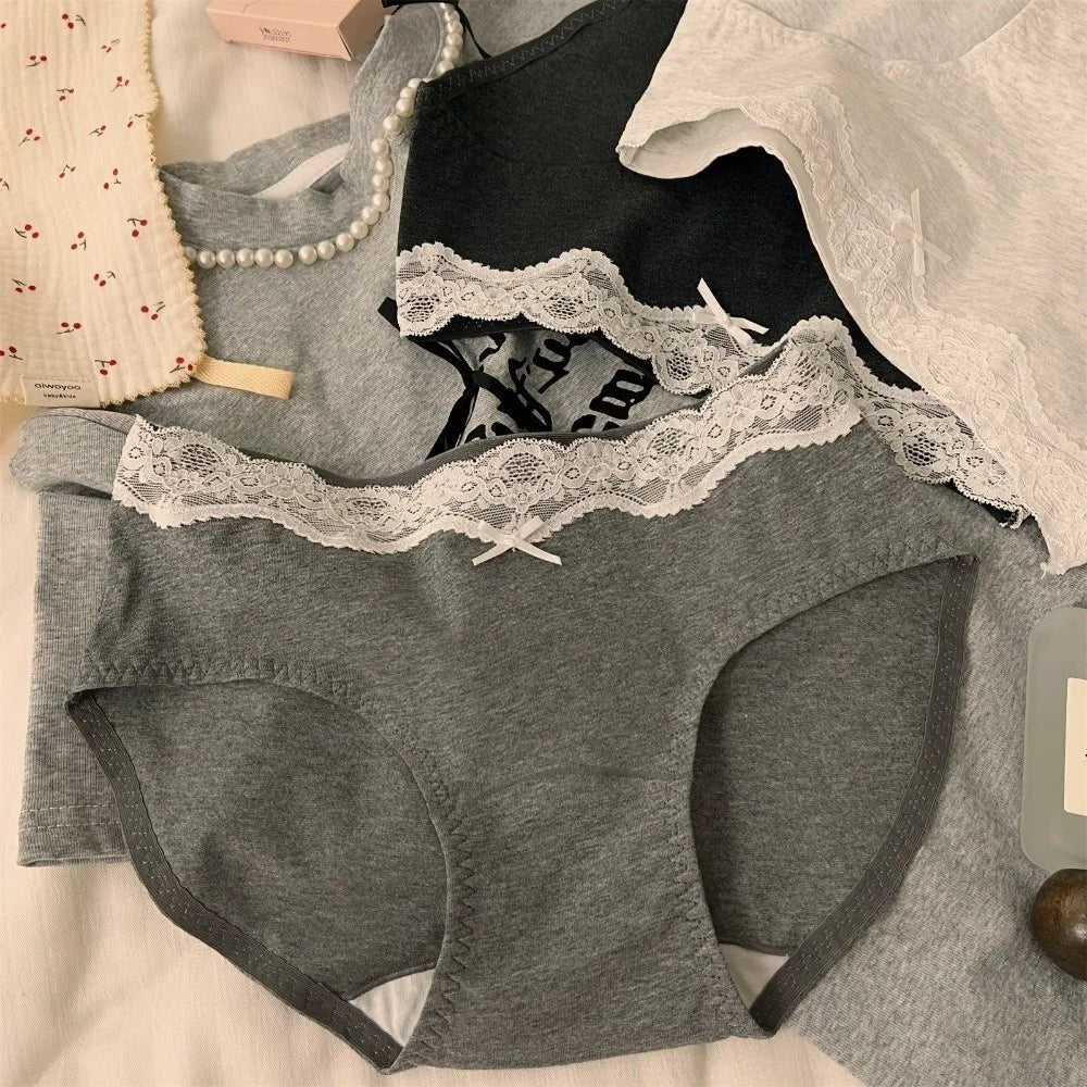 Women's Soft Floral Lace Bow Briefs – Comfortable Panties M–XL Lace Briefs Axl