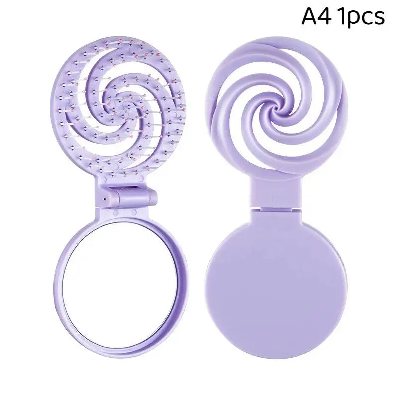2-in-1 Foldable Hair Comb with Mirror – Mini Travel Scalp Massager Foldable Hair Comb Axl A4