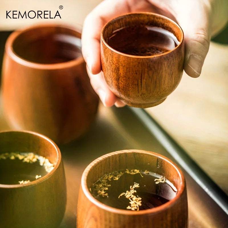 KEMORELA Japanese Wooden Tea Cups Set of 2 – 170ml Wooden Tea Cups Axl