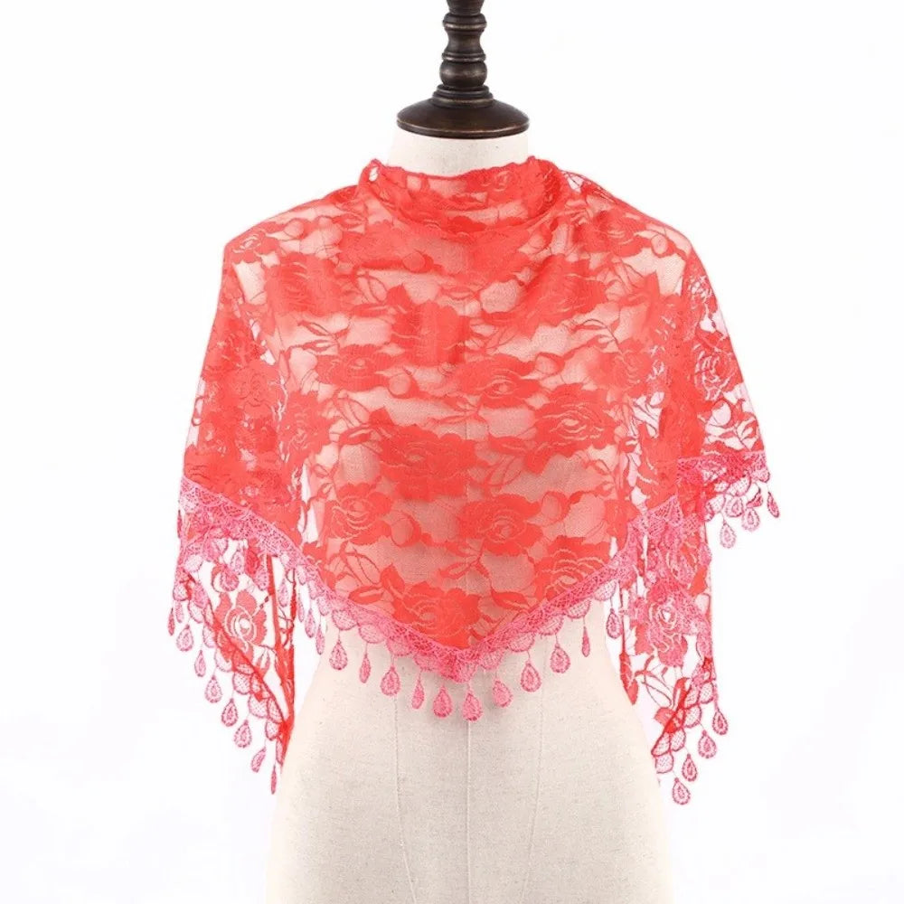 Floral Triangle Scarf Wrap with Tassels – Women's Headband Triangle Scarf Wrap Axl