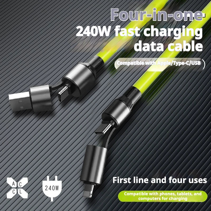 HKNA 240W Fast Charging Cable – 4-in-1 Dual Type-C, 1.2m USB Charging Cable Axl