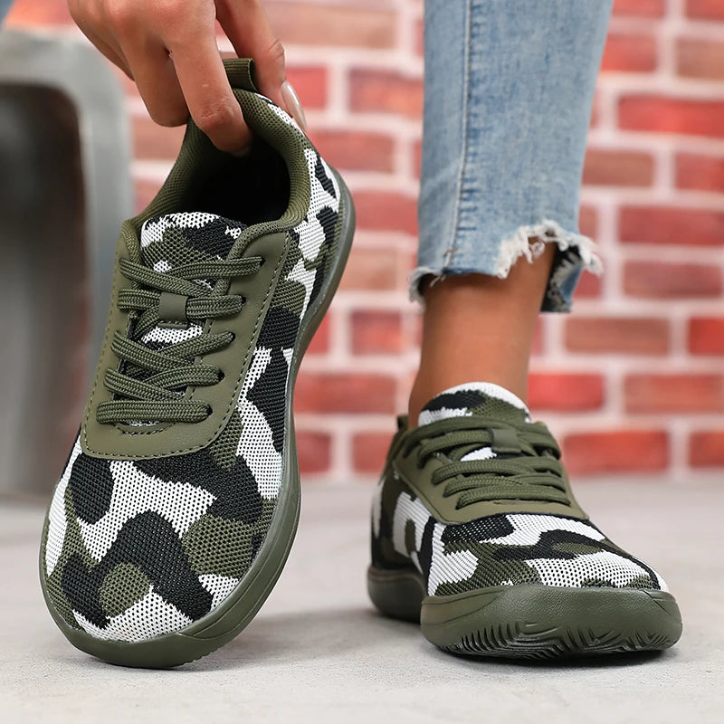 Camouflage Wide Toe Barefoot Sneakers – Breathable Mesh Flats Barefoot Sneakers Axl