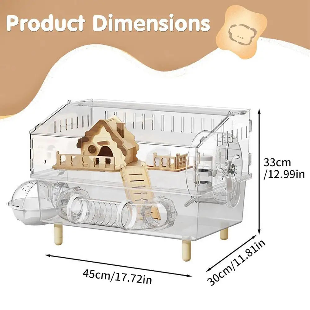 2-Layer Clear Acrylic Hamster Cage with Accessories Small Animal Cage Axl Transparent model