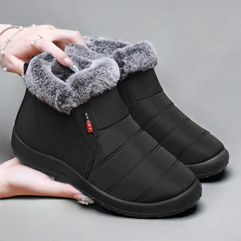 Women's Fur-Lined Slip-On Ankle Snow Boots | Winter Warmth Winter Snow Boots Axl