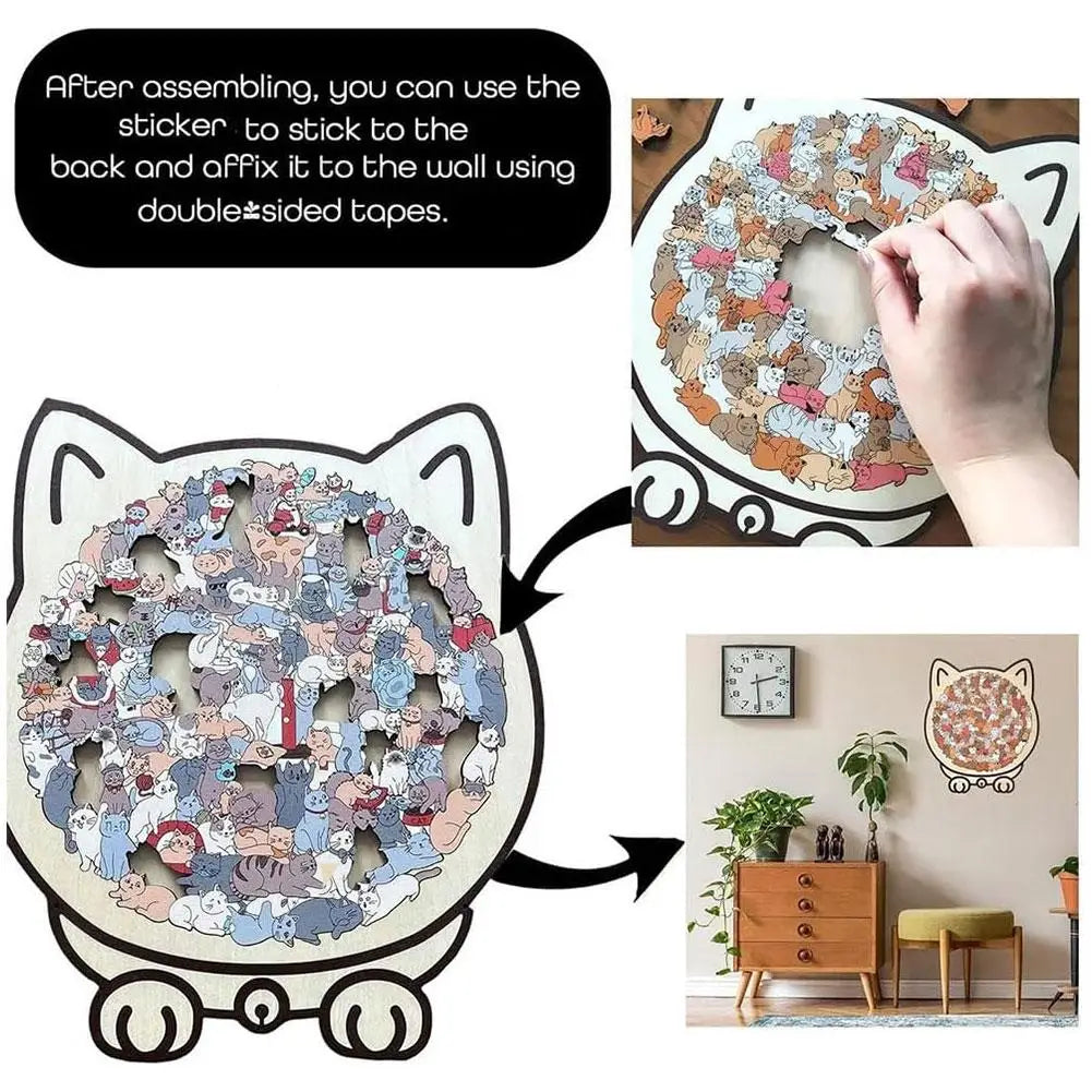 135-Piece Cat Shaped Wooden Jigsaw Puzzle | Morandi Colors Wooden Jigsaw Puzzle Axl