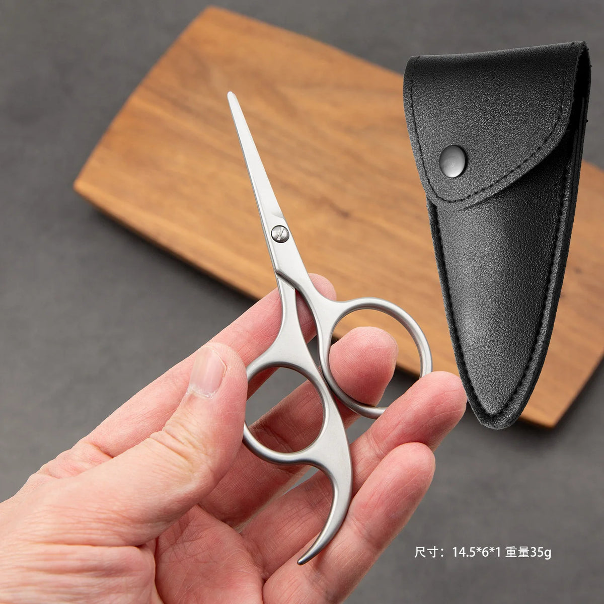 Serrated Stainless Steel Grooming Scissors – Beard & Eyebrow Grooming Scissors Axl 1073 Triangular leat