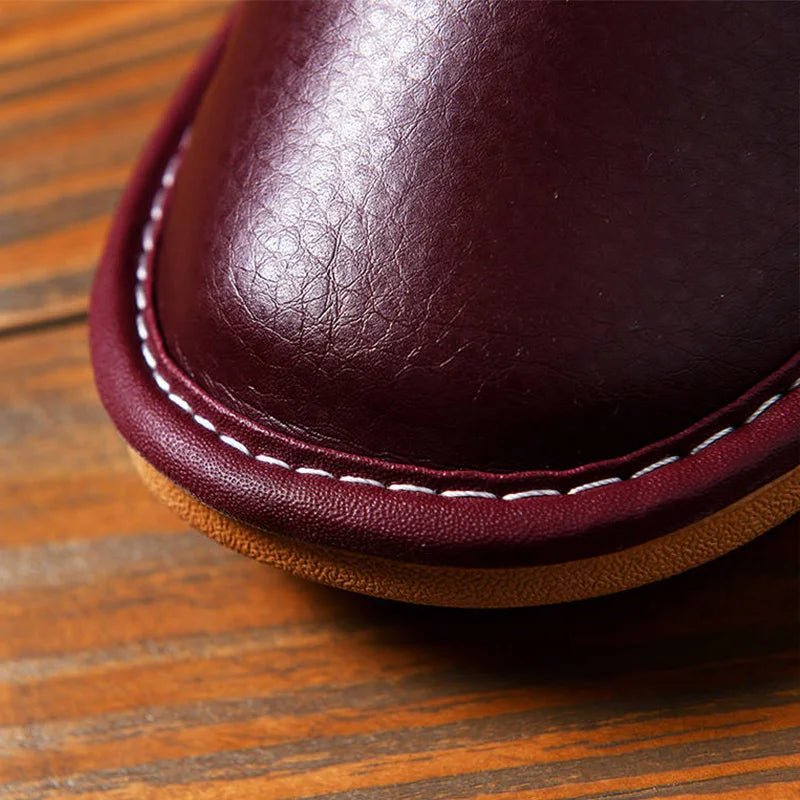 Lorilury Unisex Indoor Leather Slippers – Flat Mule House Shoes Indoor House Slippers Axl