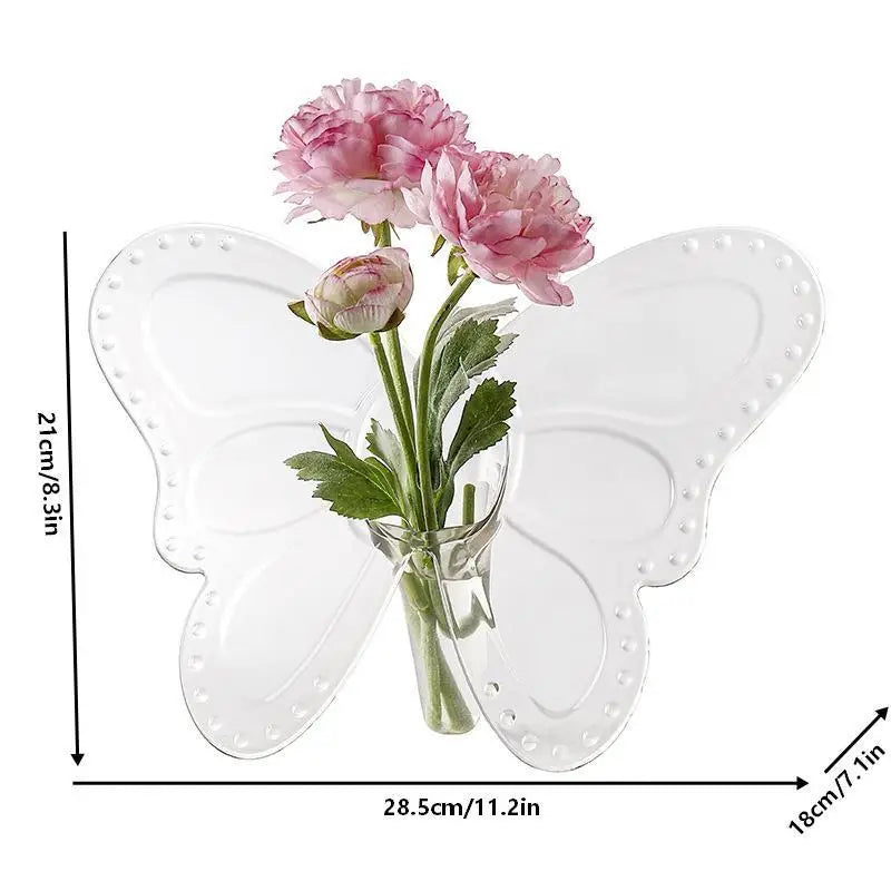 Transparent Acrylic Butterfly Flower Vase | 3D Home Décor Decorative Vase Axl