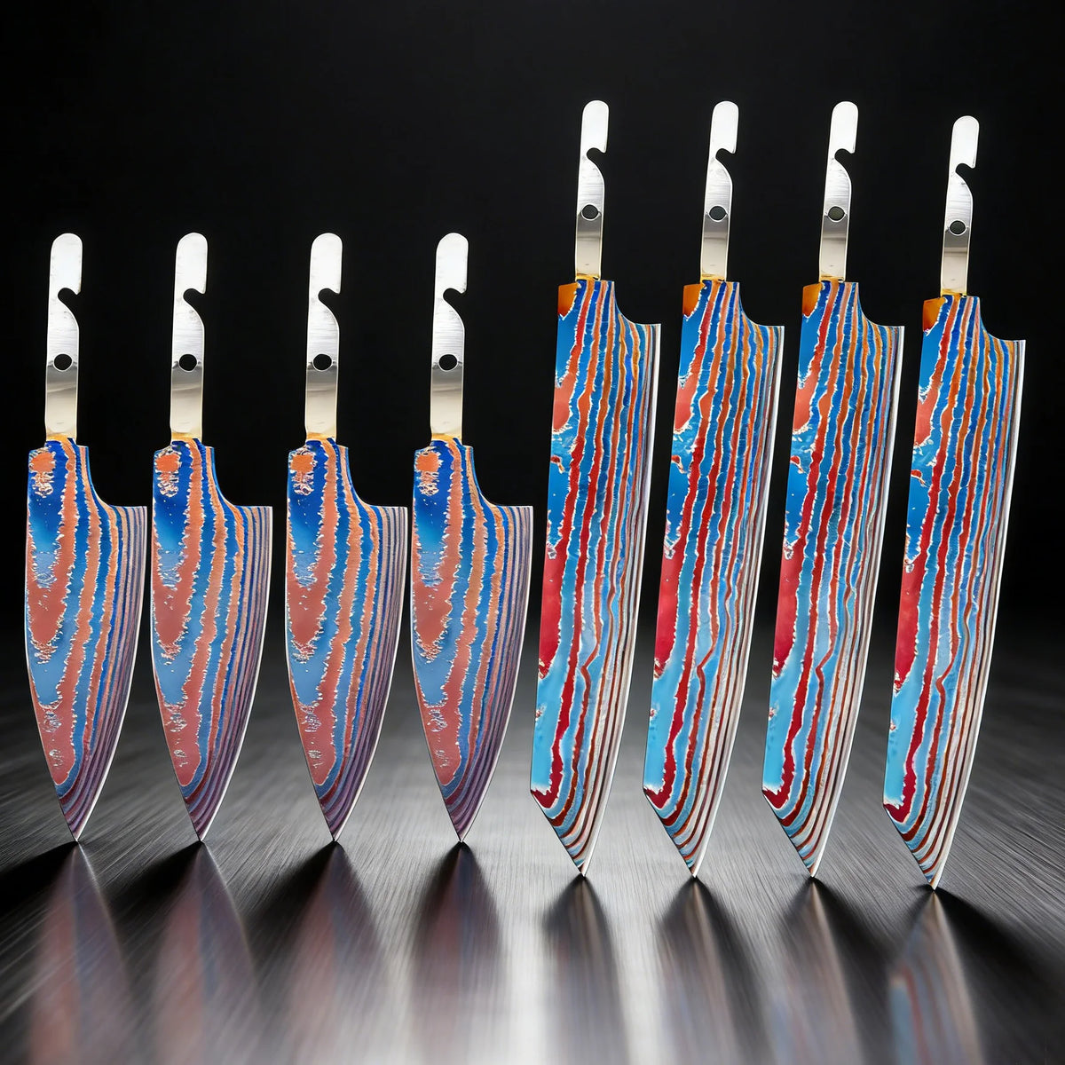 Titanium Damascus Blank Knife Blades – DIY Hand Forged Set Blank Knife Blades Axl