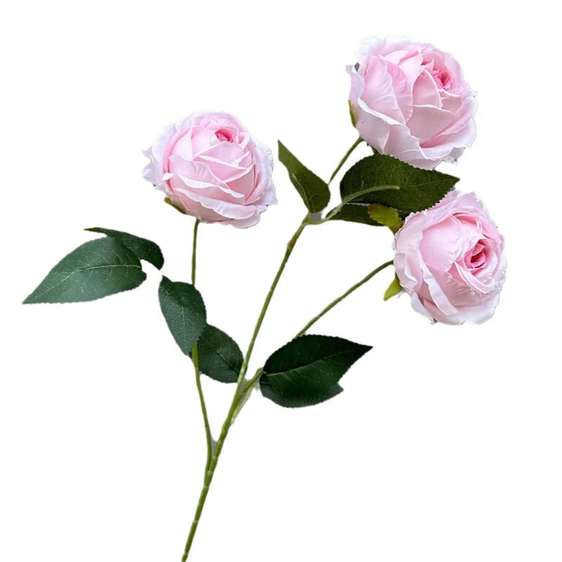 Artificial Silk Rose Branch – 3-Head Flower Stem 26" Tall Artificial Flower Branch Axl