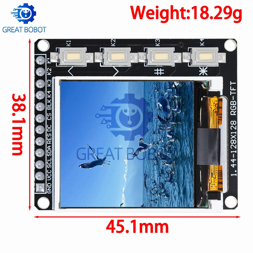 TFT Color LCD Module SPI 0.96–1.8" ST7735 ST7789 | 4-Key LCD Display Module Axl