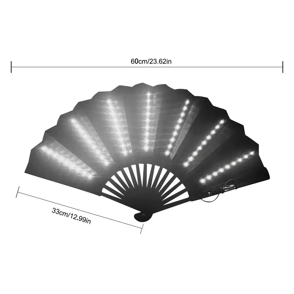 LED Glow Folding Fan – 63 LEDs for Rave, Halloween & Party LED Party Fan Axl White