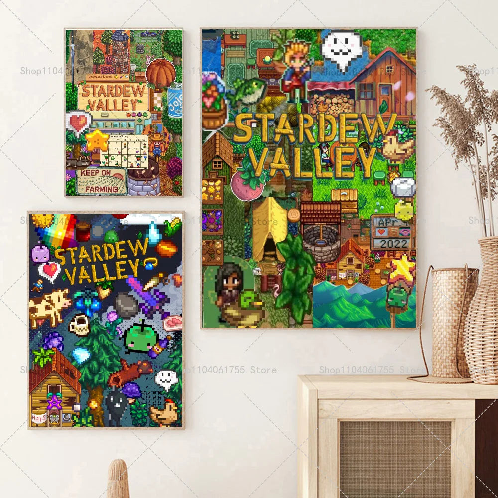 Stardew Valley Game Poster – Self-Adhesive Waterproof Wall Art Wall Art Poster Axl