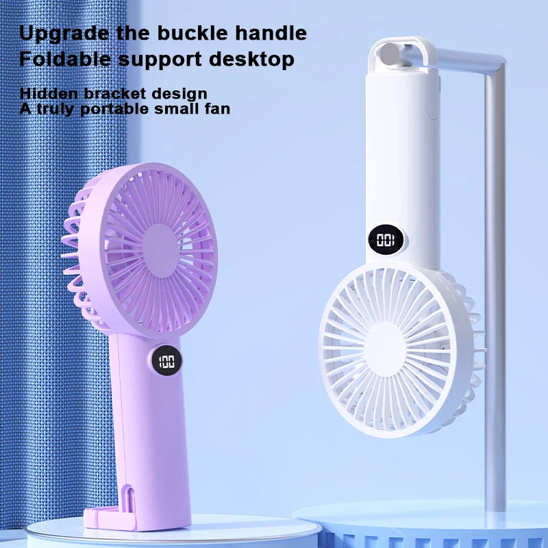 Portable Handheld Mini Fan – LCD Display, 6 Speed Settings Handheld Mini Fan Axl