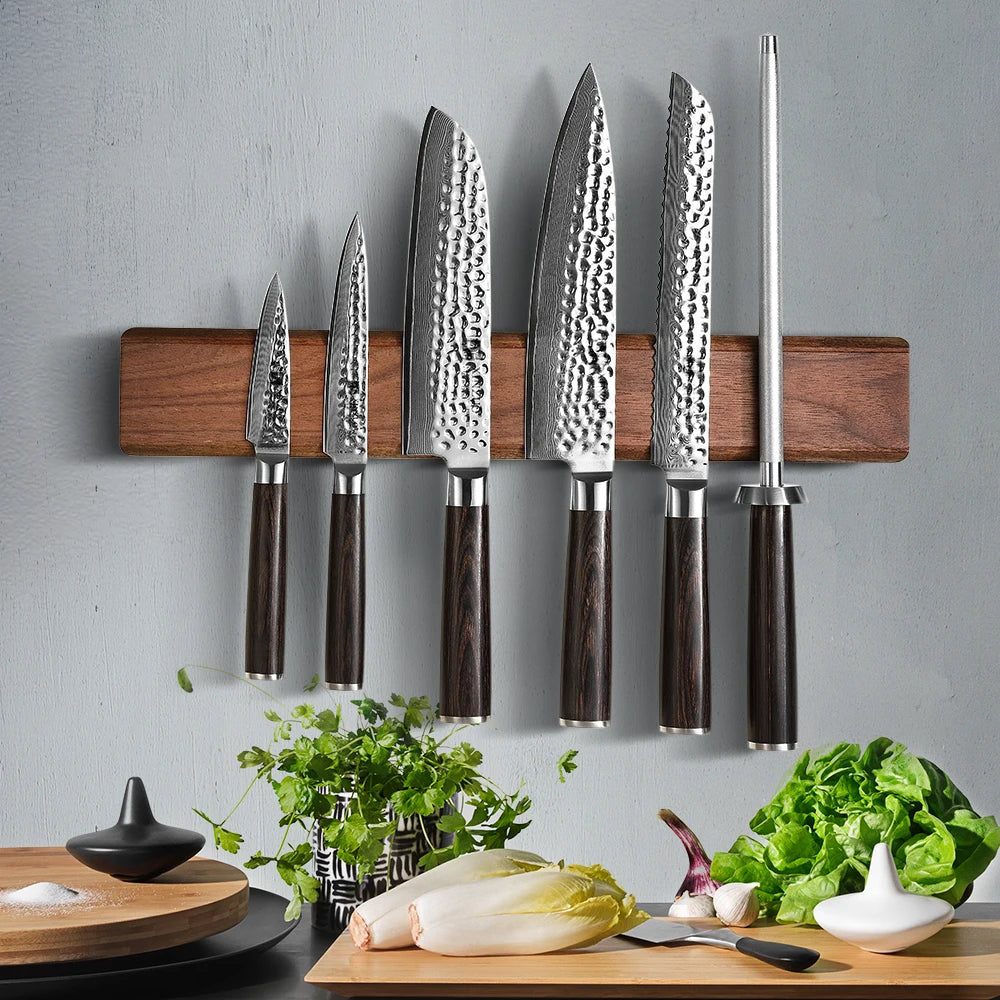 XINZUO 40cm Walnut Magnetic Knife Holder – Wall Mount Strip Magnetic Knife Holder Axl
