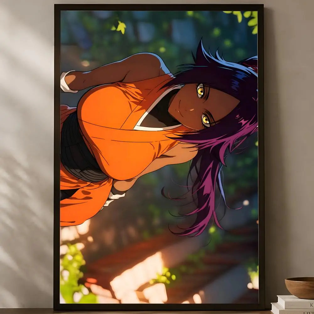 Yoruichi Shihoin Anime Wall Poster – HD Self-Stick Waterproof Anime Wall Poster Axl White09 50X70cmNoframe