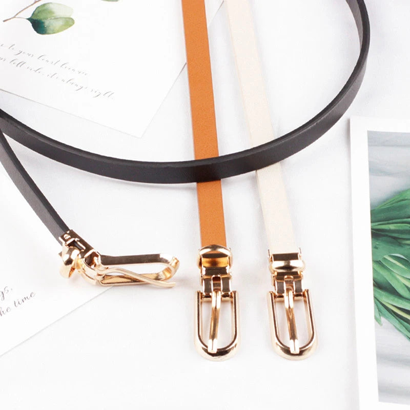 Women's Thin PU Belt – Adjustable Pin Buckle Waist Strap Women's Waist Belt Axl