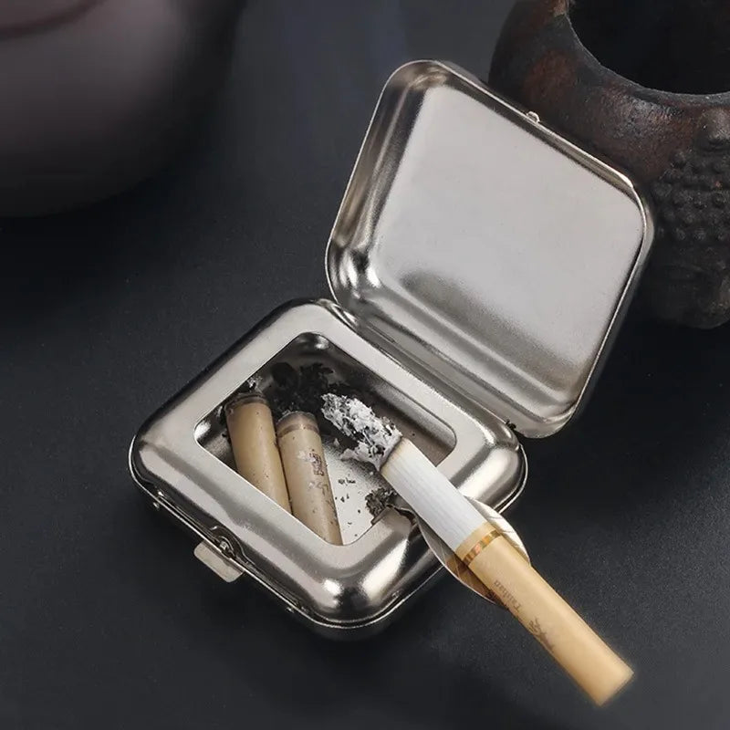 Portable Mini Metal Pocket Ashtray – Silver | Outdoor & Car Portable Pocket Ashtray Axl
