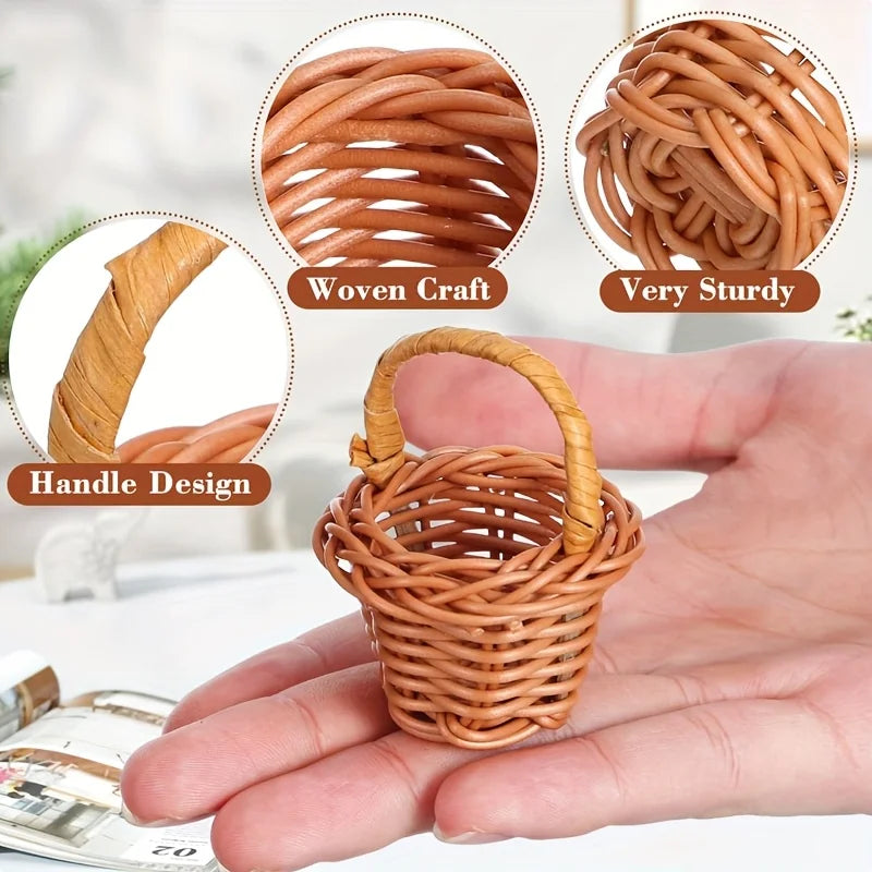 10-Pack Bohemian Mini Woven Baskets with Handle | Boho Decor Decorative Storage Baskets Axl