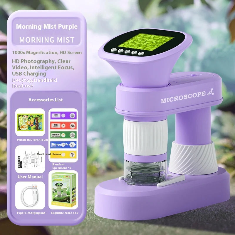 Portable Handheld HD Kids Microscope 500x | Science Kit Kids Science Microscope Axl