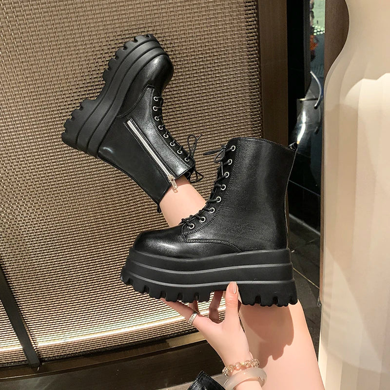Women's Punk Gothic Platform Ankle Boots – Side Zip, Thick Sole Women's Ankle Boots Axl