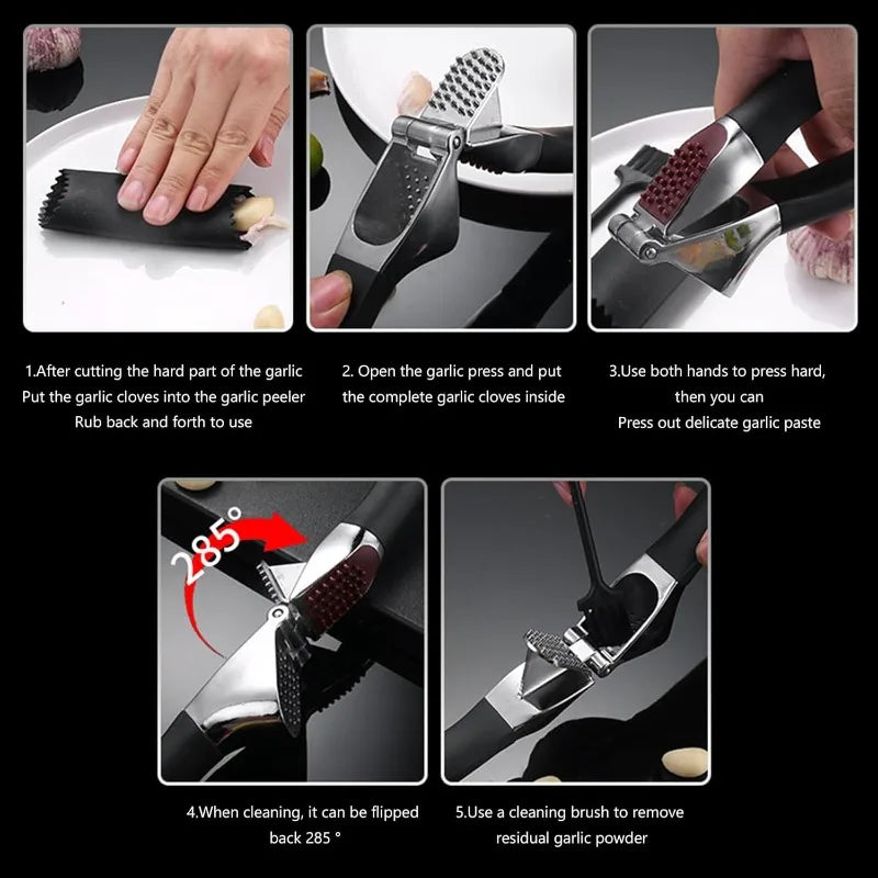 Zinc Alloy Garlic Press & Ginger Mincer – Non-Slip Handle Garlic Press Axl