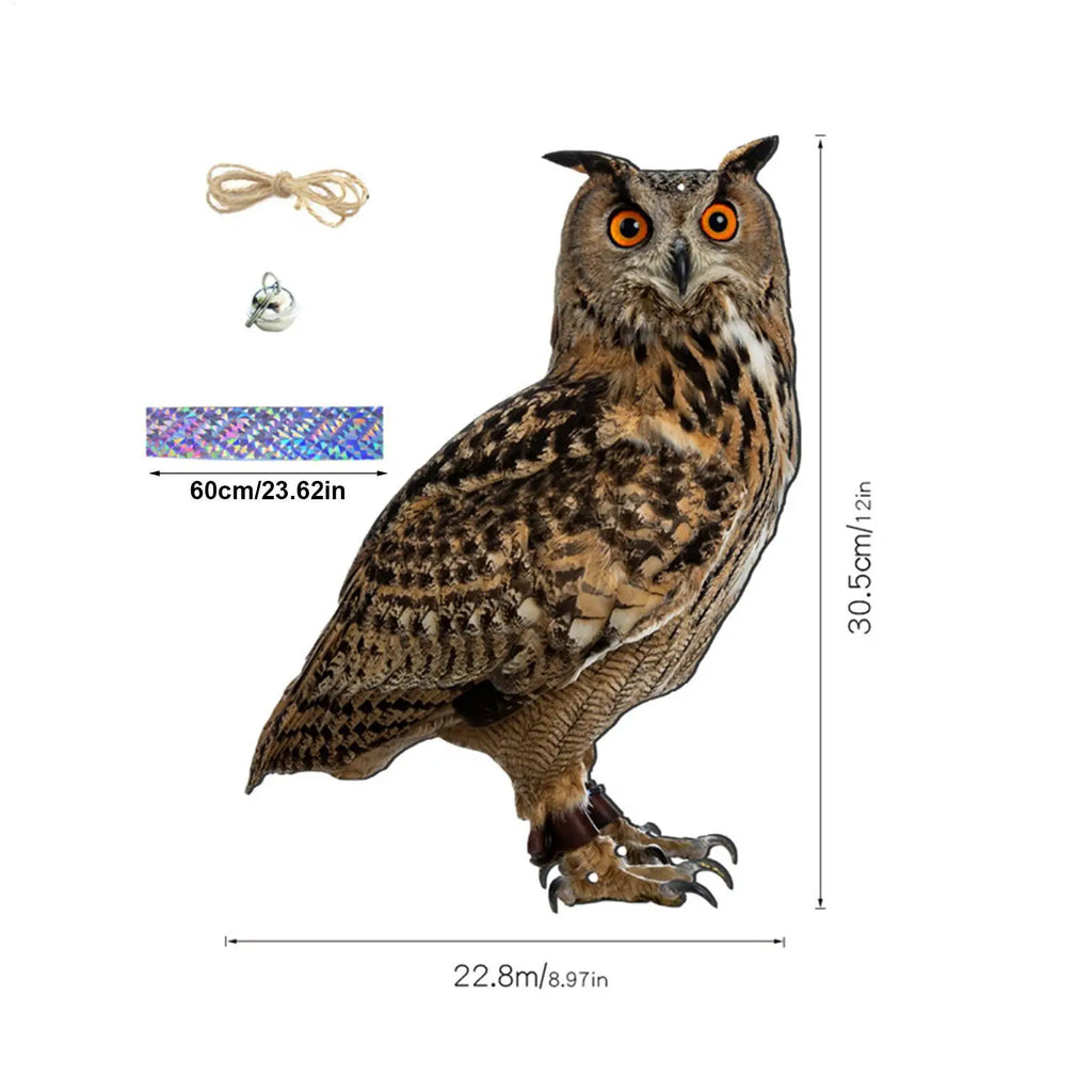 2D Owl Scarecrow Bird Repeller Pendant with Bell | Garden Decor Bird Repeller Pendant Axl