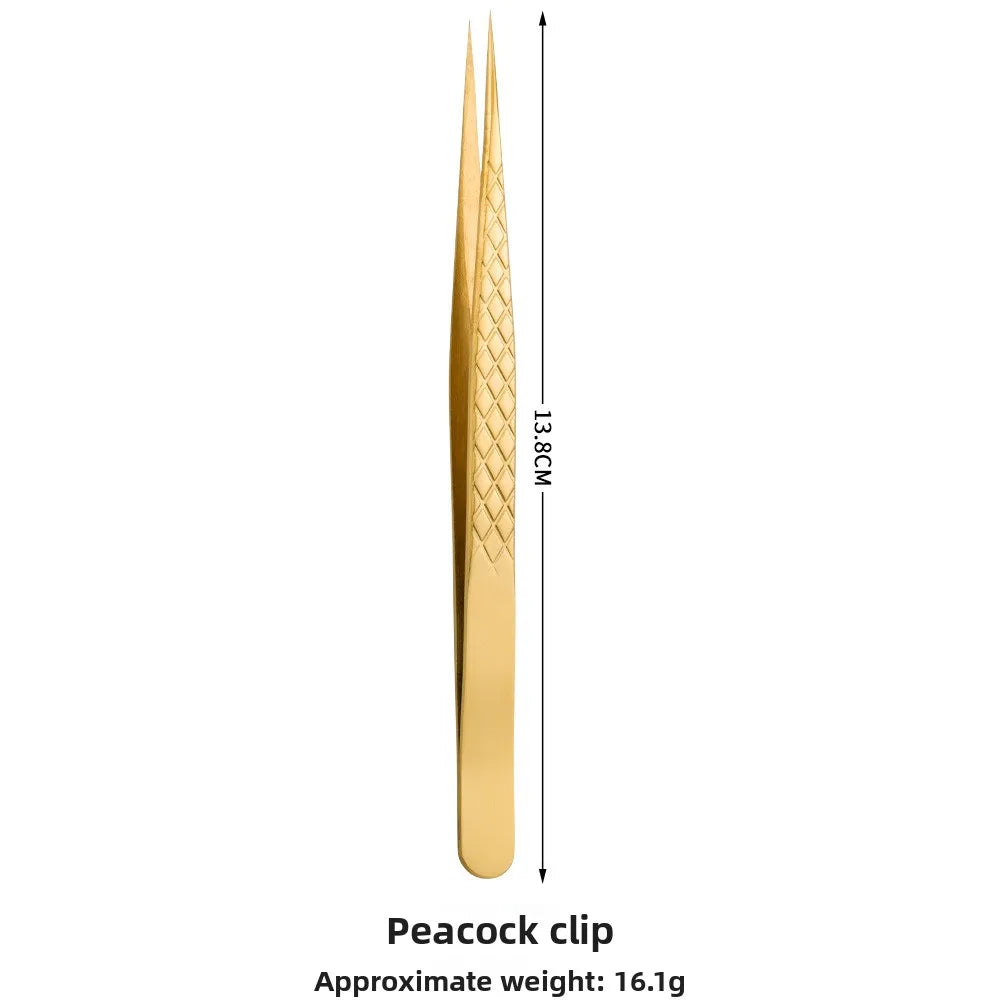 Golden Net Pattern Eyelash Extension Tweezers | Precision Lash Clip Eyelash Tweezers Axl Gold-1.5mmNet-patter 1