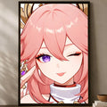 Yae Miko Self-Stick HD Wall Poster – Waterproof Anime Decor Wall Art Poster Axl White07 50X70cmNoframe