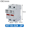 RT18-32X DIN Rail Fuse Holder 1P–4P 500V 10×38mm | CE Certified DIN Rail Fuse Holder Axl RT18-32X-2P 25A