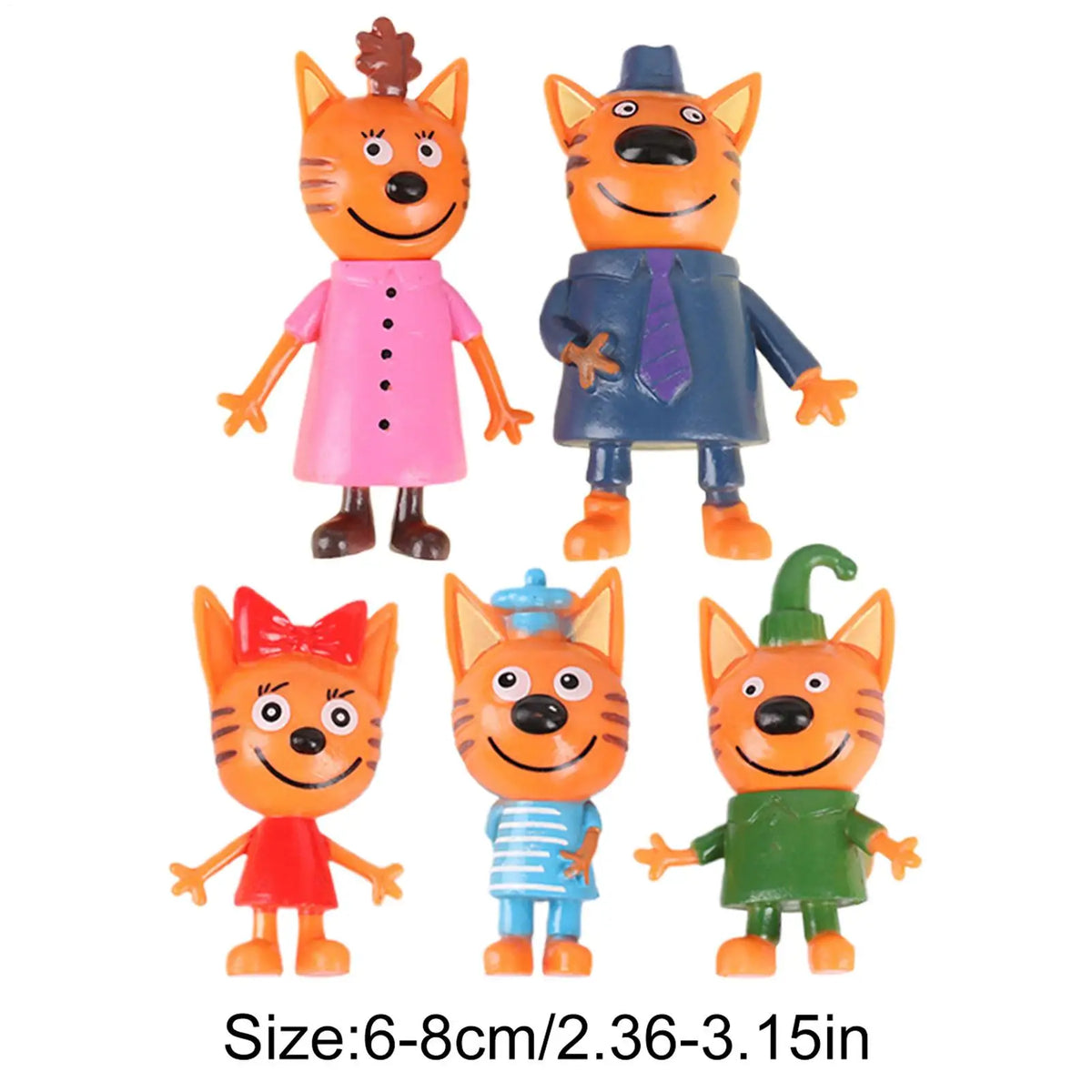 Cute Cat Family Figurines – 5pc Collectible Doll Ornament Set Collectible Figurine Set Axl