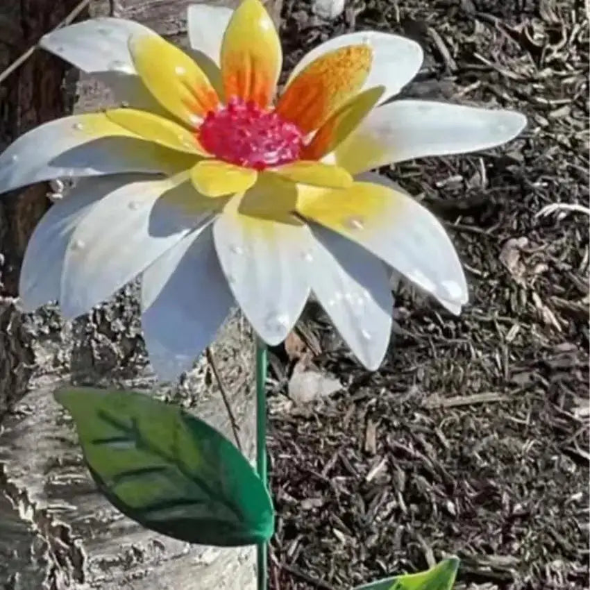 Metal Flower Garden Stakes – Rustproof Iron Yard Art 8 Colors Garden Stake Axl